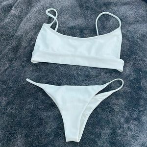 FRANKIES NEW NEVER WORN White Ribbed Bikini Bottom Size Large